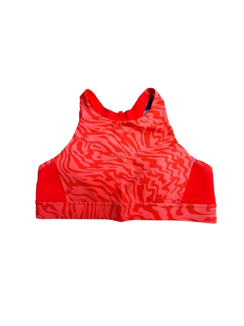 Brooks Womens High-Neck Sports Bra Red/Pink Camo Print SZ 40 A/B Polyester Blend